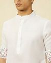 Bright White Floral Patterned Jacket Set image number 2